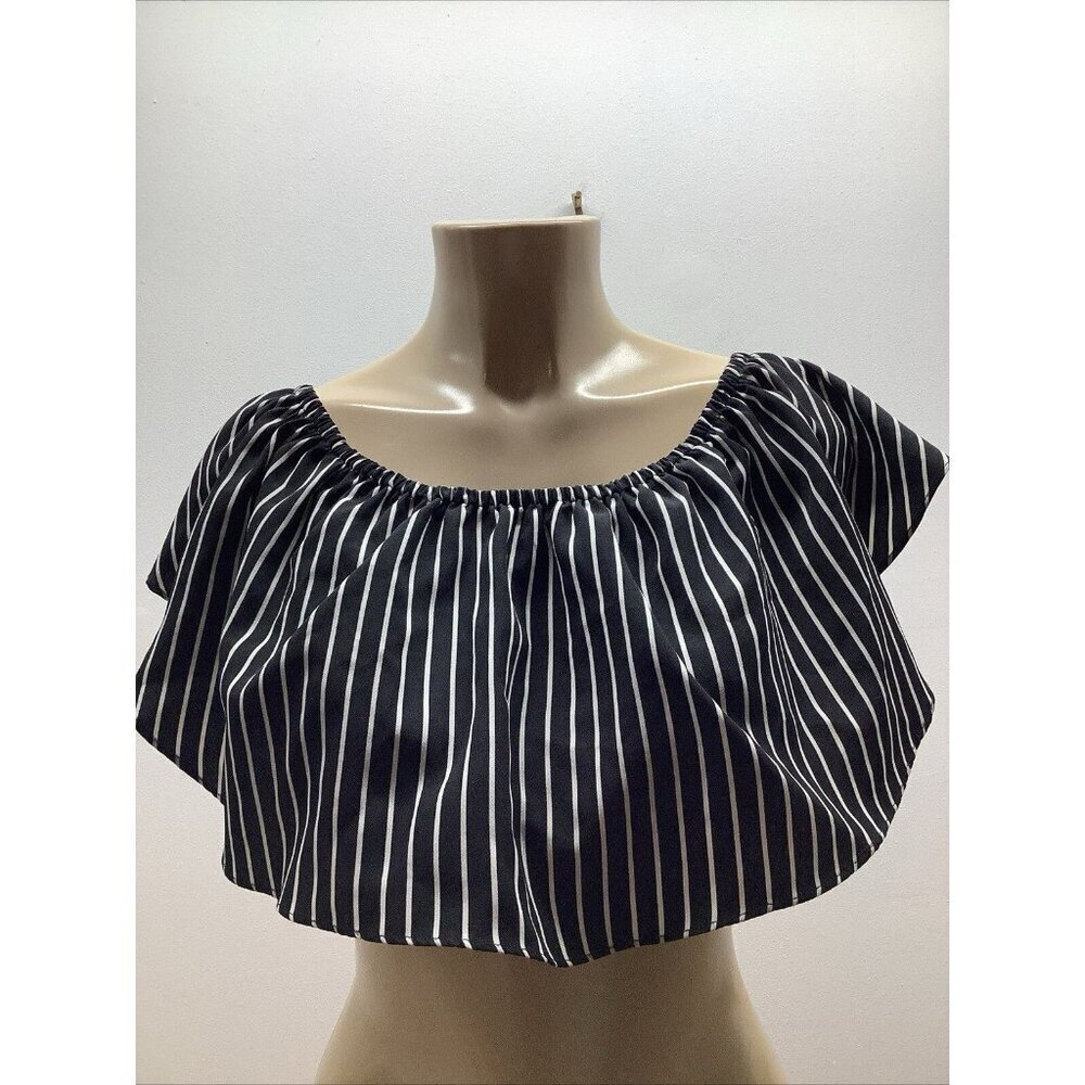 Hera Collection Size Medium Striped Off The Shoulder Ruffle Crop Top  Preloved